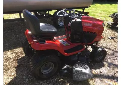 48” Riding mower with leaf bagging attachment and cart
